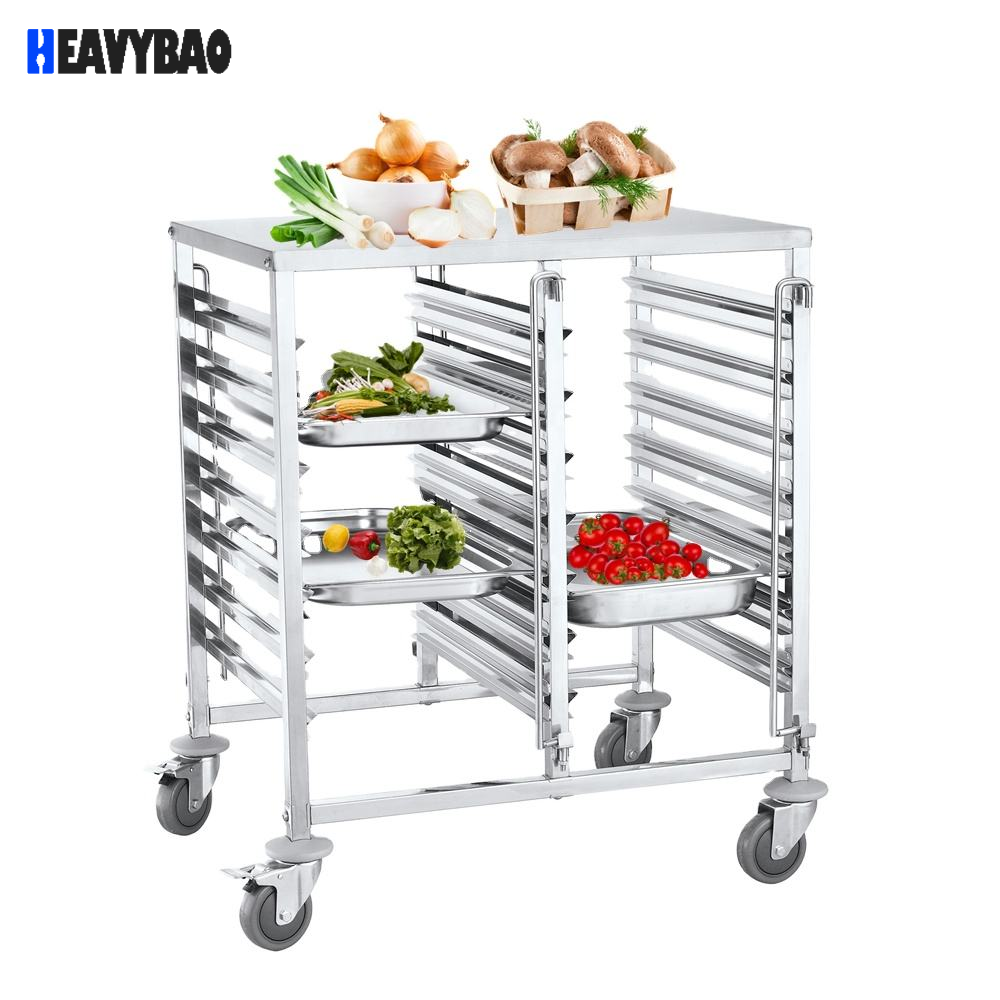 Heavybao Hotel Restaurant Kitchen Assembling Stainless Steel Rack Gn Pan Trolley With Worktable