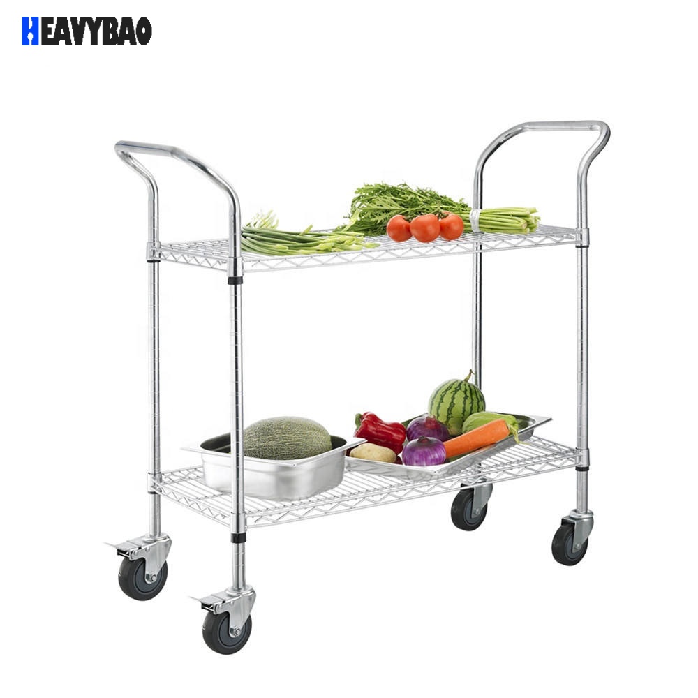 Heavybao Stainless Steel Wire Trolley Food Serving Cart With Wheels