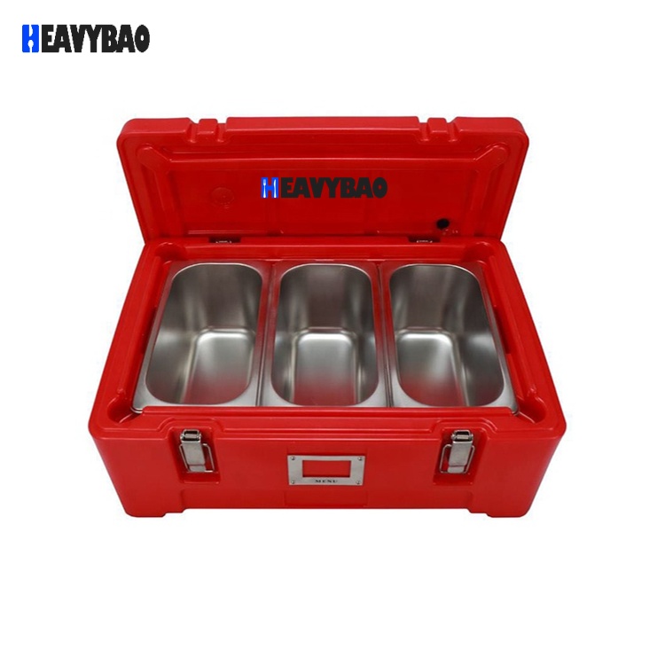 Heavybao Catering Supplies Rotomold Plastic PE Box Top Loading Insulated Food Pan Container Thermal Carrier with GN Pan