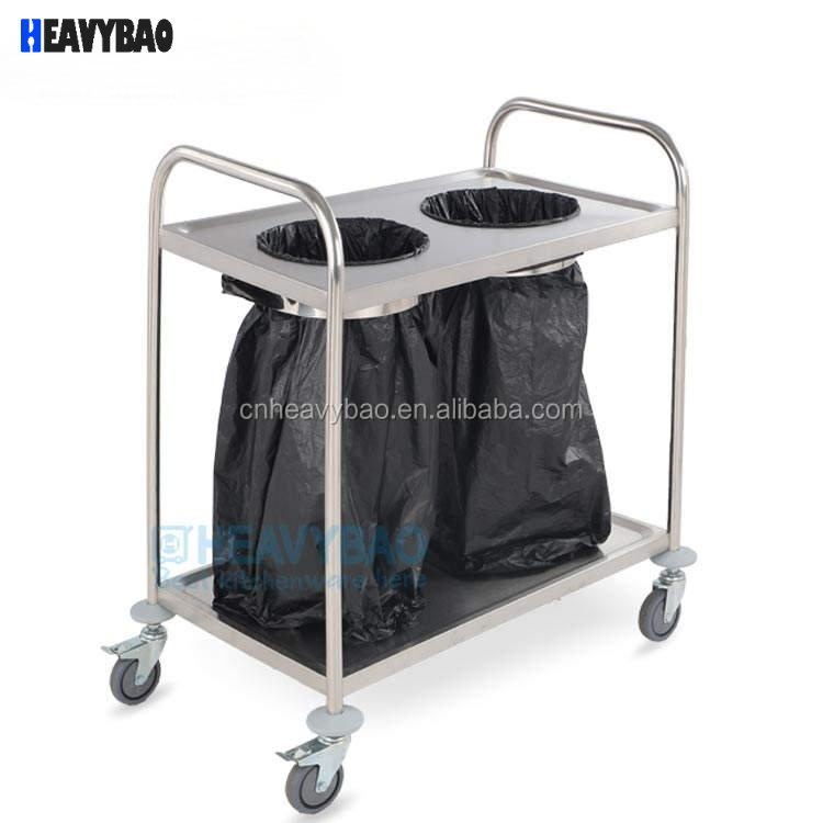 Heavybao Handy Stainless Steel Classifying Household collecting Garbage Cart Trash bin Trolley