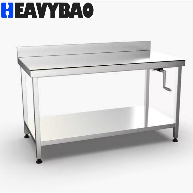 Heavybao Commercial Stainless Steel Kitchen Work Table Bench Elevating Design for Hotel & Restaurant Use Made of Durable Metal