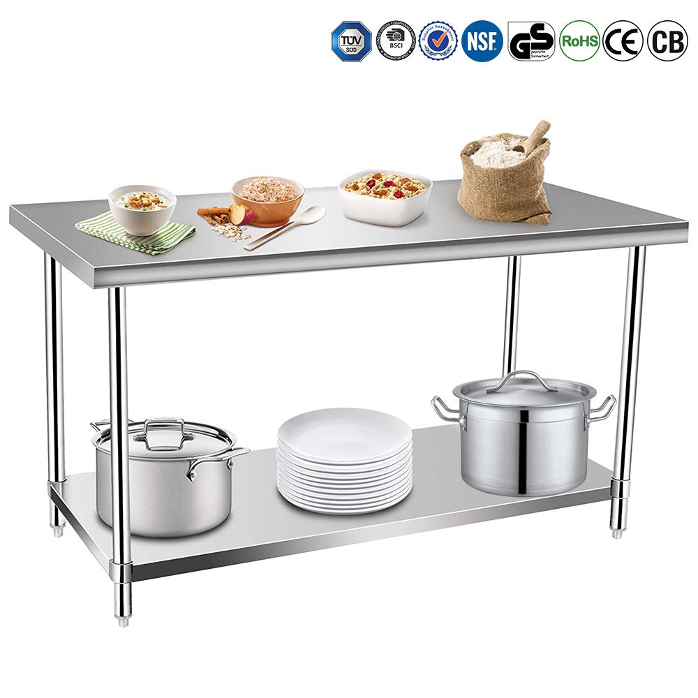High-Quality 304 Stainless Steel Workbench/Kitchen Prep Table/Commercial Food Processing Table/Corrosion-Resistant & Easy-to-Clean Work Table