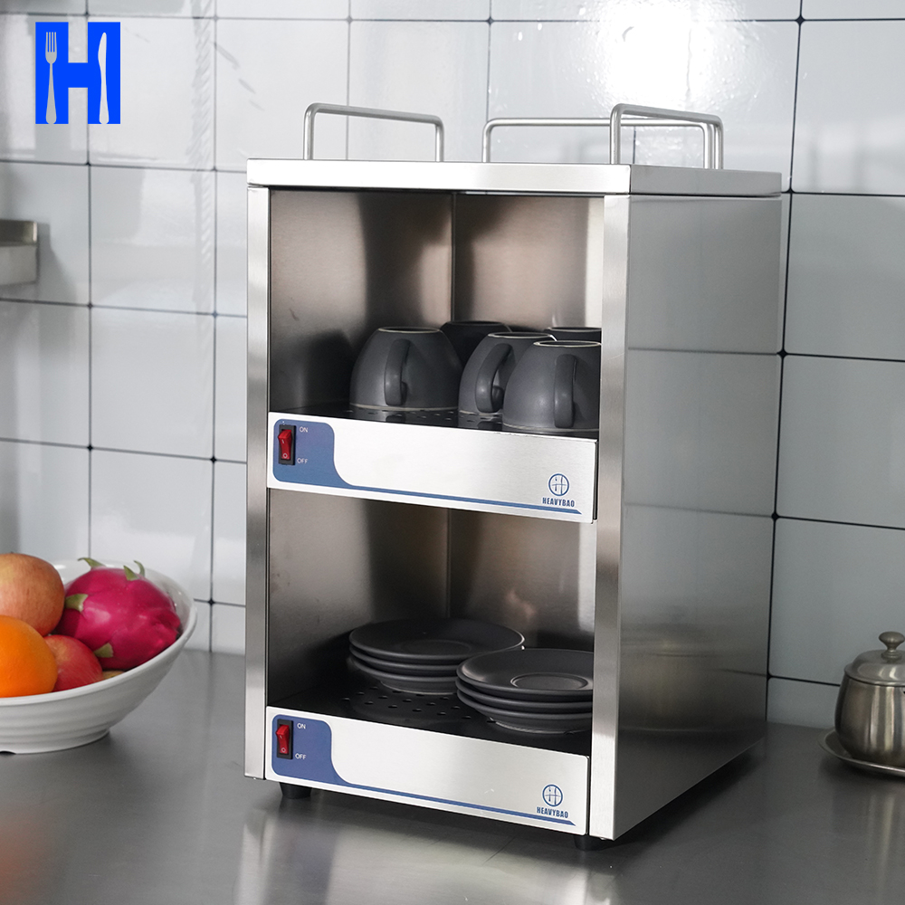 Heavybao Double Layer Stainless Steel Hot Plate Cup Warmer for Restaurant Coffee Shop Glasses Heating Machine Hotels Restaurants