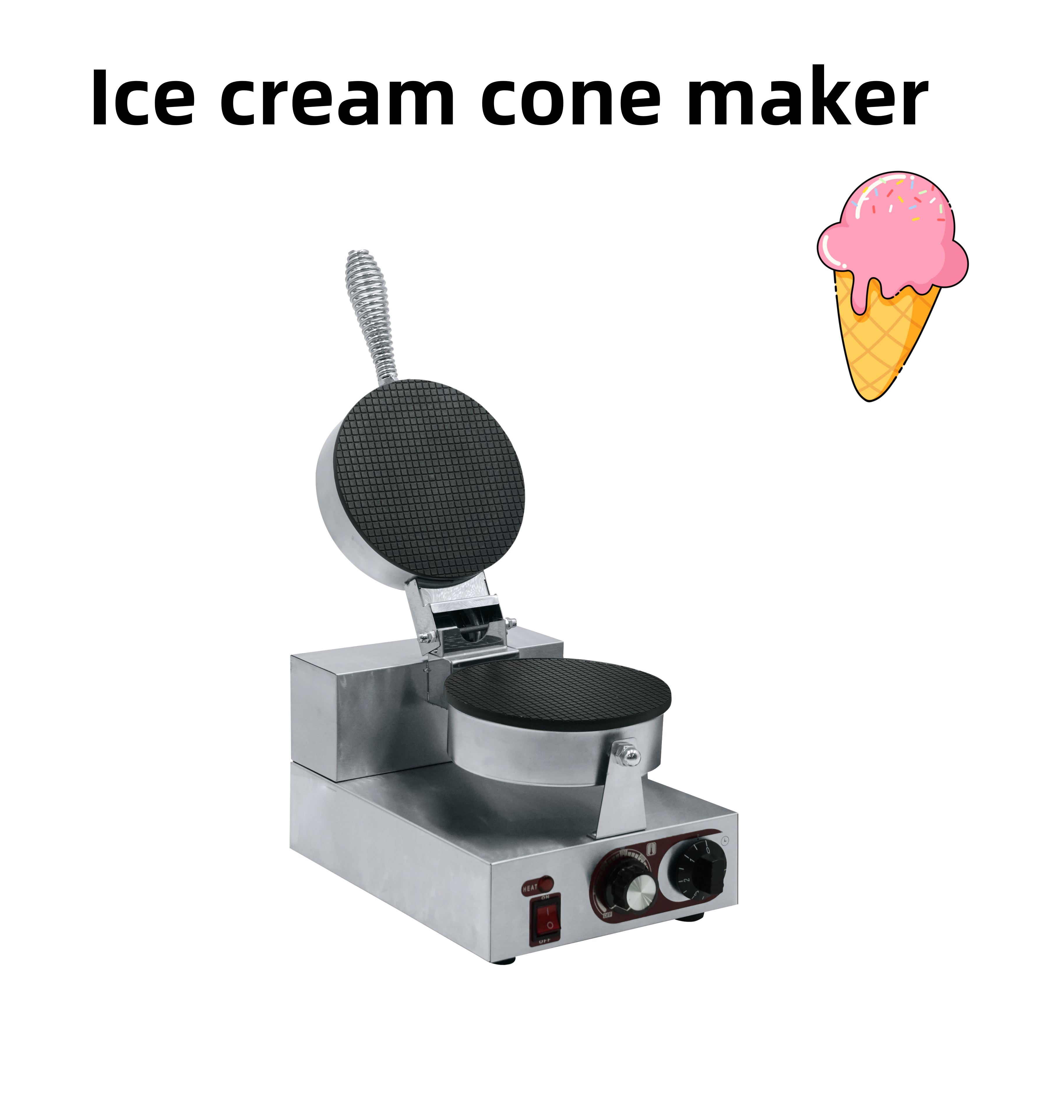 High-Quality Stainless Steel Commercial Ice Cream Cone Maker, Efficient Heating, Interchangeable Molds, Intelligent Temperature Control, Suitable for Restaurants