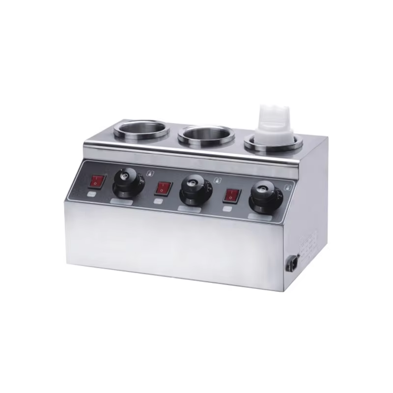 Heavybao Commercial Stainless Steel Electric Sauce Warmer & Chocolate Heater 3 Holes Temperature Control Modern Style Hotels