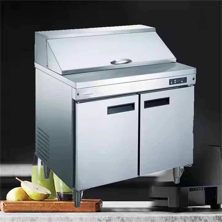 Heavybao Salad Table Refrigeration Equipment Counter Refrigerator Stainless Steel Commercial Salad Pizza Bar Pizza Counter