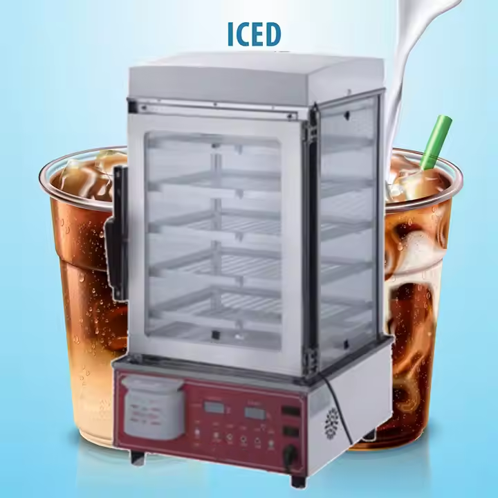 Heavybao 5 Layer Digital Control Electric Food Steamer Bread Steam Showcase Food Display Countertop Heat Preservation Cabinet