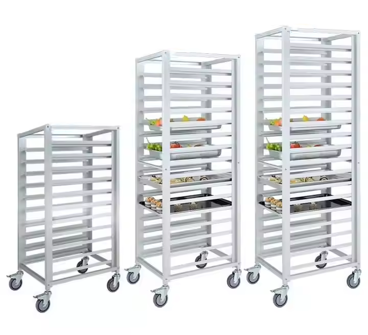 Heavybao 9/15/18-Tier Dual Purpose Aluminum Bread Cooling Baking Tray Sheet Pan Rack Gastronorm GN Pan Bakery Trolley