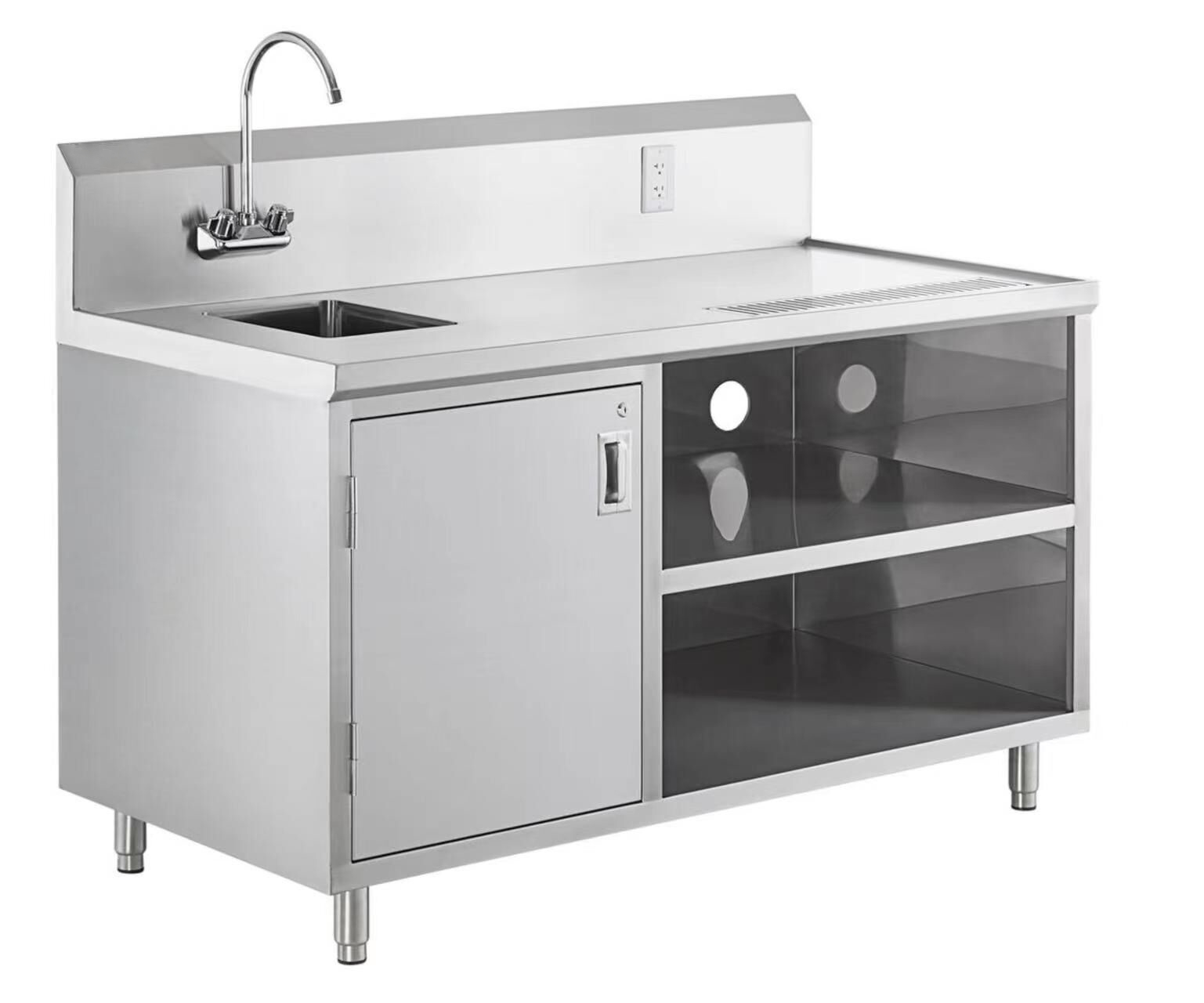 Heavybao Commercial Undermount Single Bowl Pressing Stainless Steel Kitchen Table With Sink