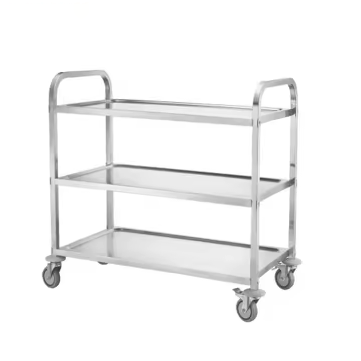 Heavybao 3-Tier Stainless Steel Square Tube Food Trolley Cart Modern Metal for Hotel Restaurant Kitchen Warehouse Hot Sale