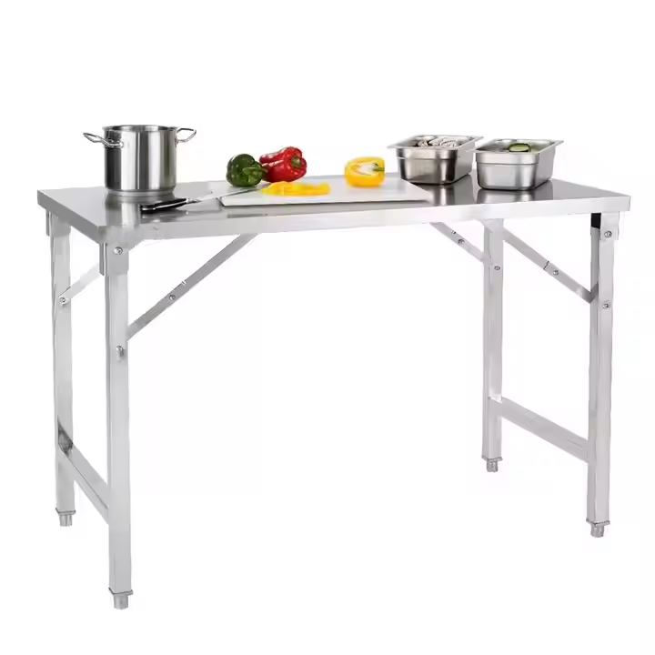 Heavybao Commercial Kitchen Furniture Multifunctional Stainless Steel Table Folding Workbench for Restaurant
