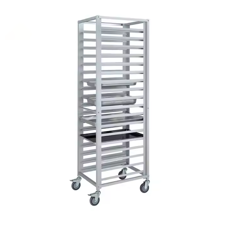 Heavybao Dual Purpose Aluminum 9/15/18-Tier Bread Cooling Baking Tray GN Pan Bakery Trolley for Hotel & Restaurant Use