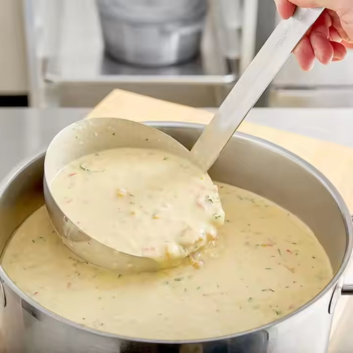 Stainless Steel Ladle with Long Handle-Best Kitchen Accessories for Stirring Portioning and Serving Soups in Restaurant