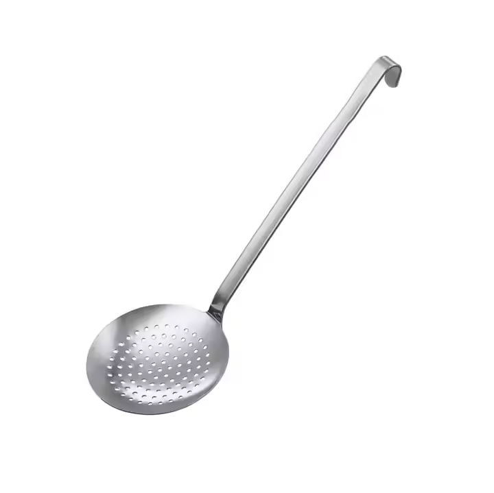 Stainless Steel Kitchen Ladle Spoon Essential Perforated Skimmer with Long Handle for Hotels and Restaurants