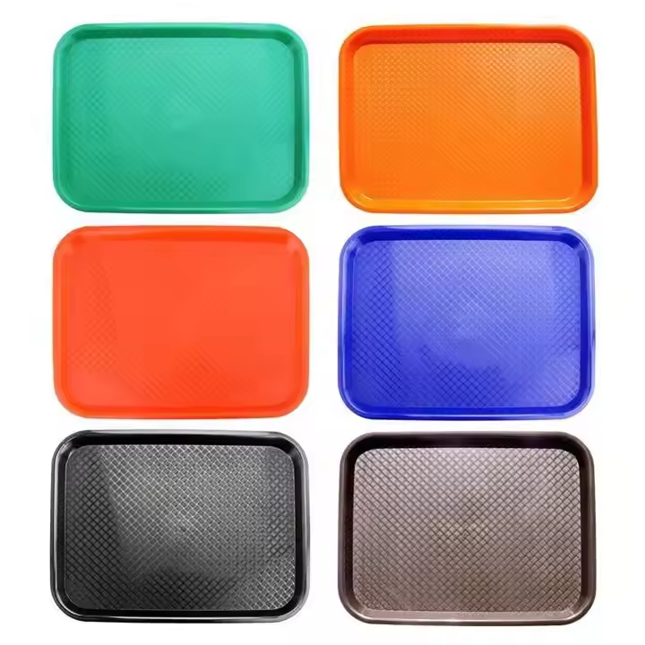 Heavybao Rectangle Plastic Non-Slip Serving Tray for Fast Food or Kitchen Use Cafeteria Trays