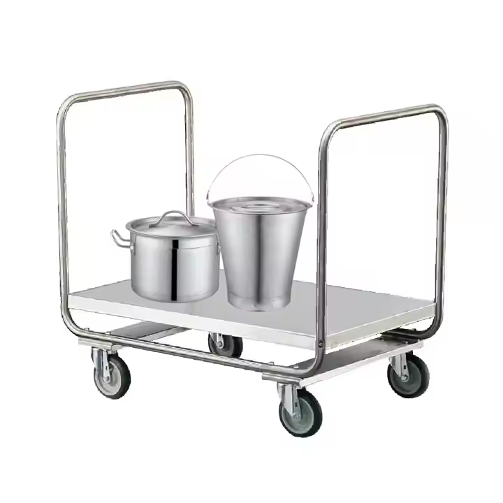 Heavybao Commercial Stainless Steel Square Shape Pallet Cart Serving Tray Trolley Hotel Catering Kitchen Equipment Food Kitchen