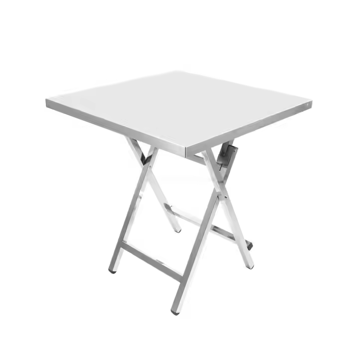 Heavybao Modern Stainless Steel Kitchen Work Table with Brushed Surface Free Standing Square Shape for Hotels