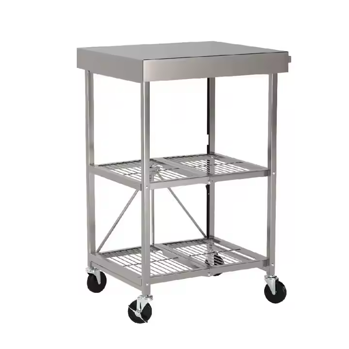 Heavybao Fast Food Truck Stainless Steel Work Table Island Utility Cart for Snack Food Trailer for Restaurants and Food Shops