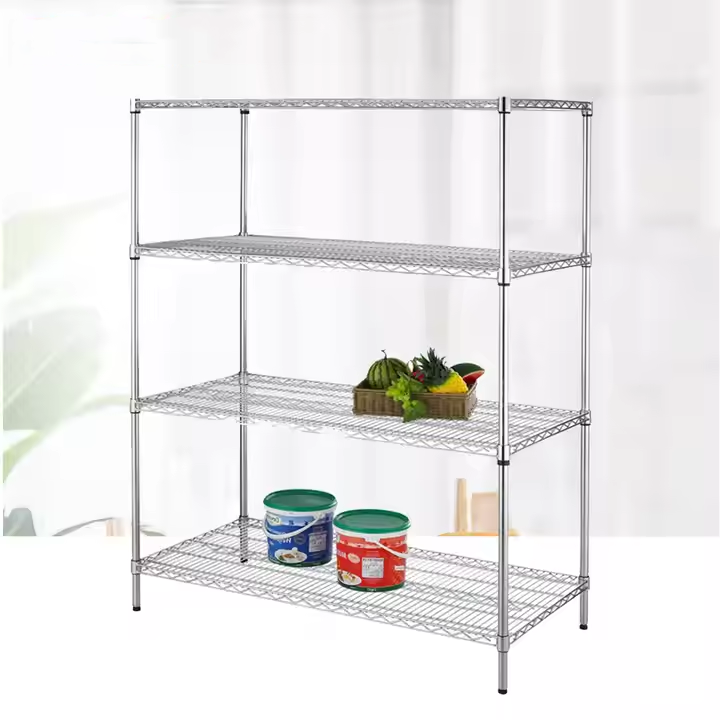 Heavybao Commercial Stainless Steel Wire Storage Rack Modern Style Food Rack Shelf for Hotel Restaurant Home Supermarket Use